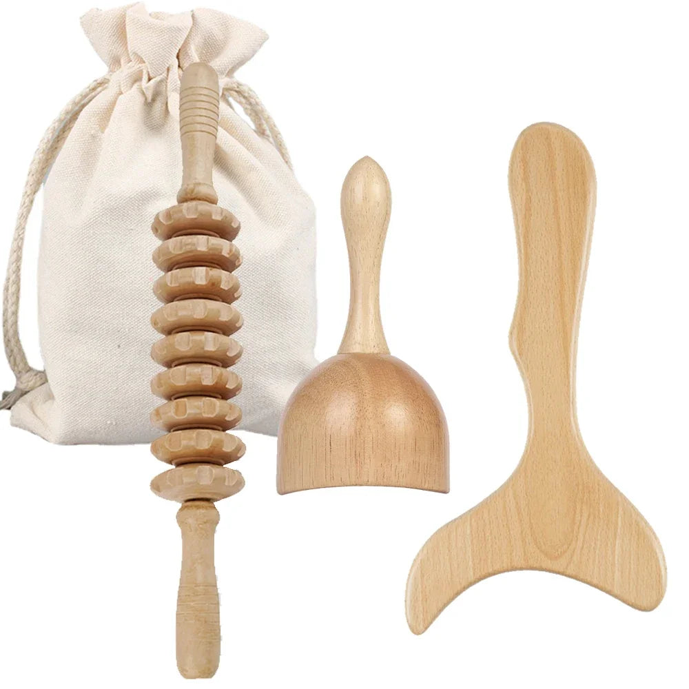 Wooden Lymphatic Drainage Massage Set